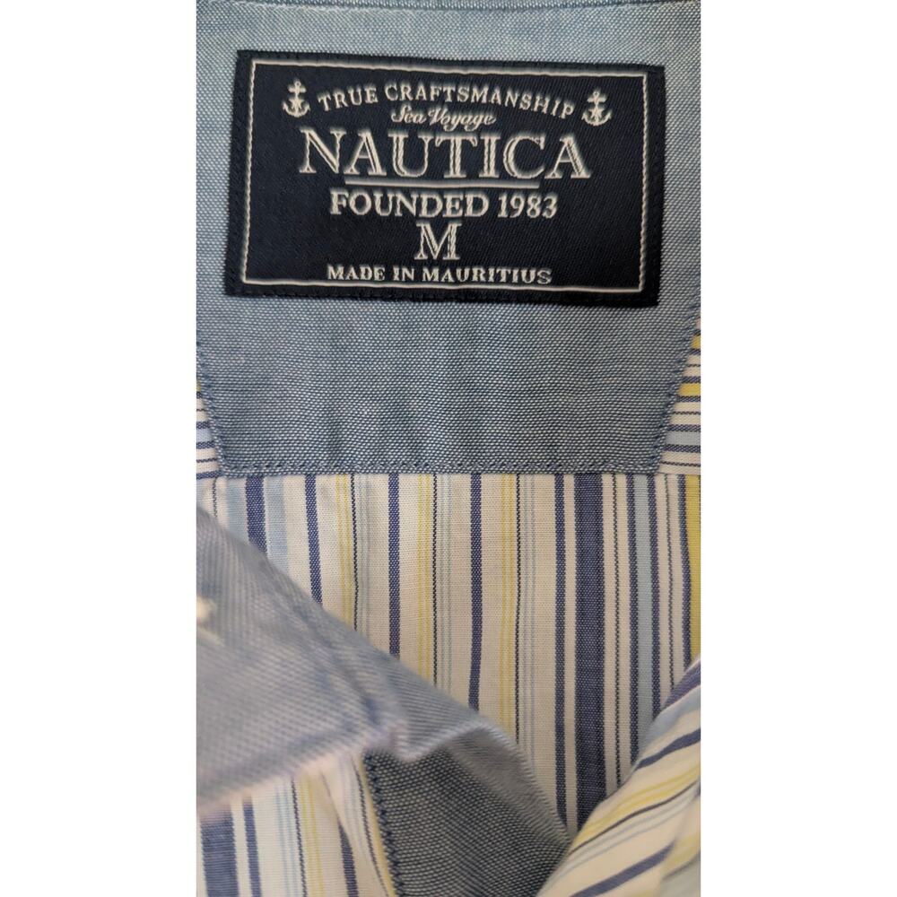 NAUTICA Vintage Y2K Long Sleeve Multicolored Striped Button Down Shirt MEDIUM